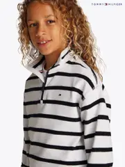 Tommy Hilfiger Blue Stripe Half Zip Sweatshirt (F55345) | $115 - $138