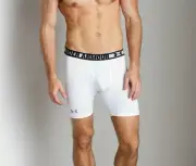 Under Armour HeatGear Adult Men's 6 " Inseam Compression Shorts White 1236237