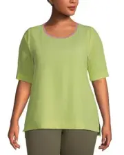 LANDS' END Plus Size 1X(16W-18W) Elbow Sleeve 365 Tunic Top NWT $73