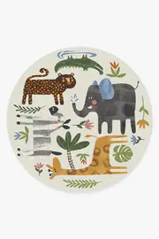 245' Round | Machine Washable Runner Rug | Kid & Pet Friendly | Indoor Rug | Jungle Safari Multicolour Rug | Ruggable