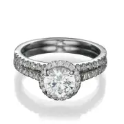 1 2/3 CT Affordable Diamond Engagement Ring Set Round H/SI1 14K White Gold