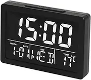 Lancoon Digital Alarm Clock, 13CM LCD Screen Time Date Week Temperature Display 12/24H Snooze Function 6 Adjustable Brightness 8 Ringtones for Home Office Bedroom Living Room (White)