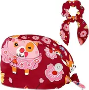 [YTYVAGT] Scrub Caps Women,Scrub Hats Suitable for Women,Animal Dog Flower Bunny