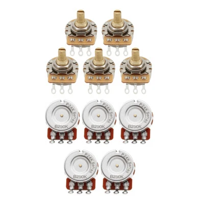 FLEOR 10PCS B250K Guitar Potentiometers Full Size Brass Short Split Shaft Pots
