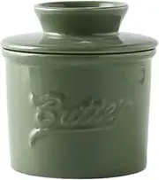 French Butter Crock for Counter with Water Line, Butter Dish Butter Crock French Butter Butter Keeper Butter Dish with Lid Butter Dish with Lid for Countertop(Green)
