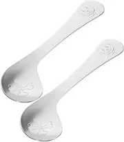 HOLIDYOYO 2pcs Angled Stainless Steel Feeding Spoon Safe Comfortable Grip for Toddlers Encourages Self-Feeding Stylish Design for Weaning and Training