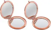 OATIPHO Metal Double-Sided Makeup Mirror Compact Folding Mirror Magnification Standard Side Fashionable Purse for Travel
