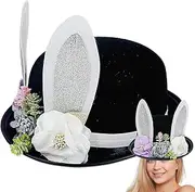 [Generic] Easter Bunny Hat | Easter Bunny Ears Hat With Flowers - Stylish Soft Headdress, Halloween Headwear Costumes, Photography Props For Women, Men
