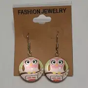 OWL OWLS (#3) Double sided Pendant Charm Dangle Earrings / hooks