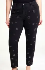 TS TAKING SHAPE plus size S / 16 Embellished Straight Jeans stretch denim NWT!