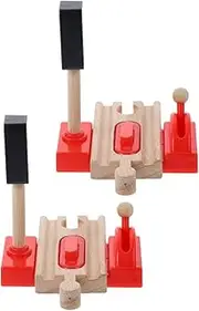 2pcs Wooden Train Track Toy Track Accessories Toy Train Accessories Wooden Train Track Accessories Train Track Scene Accessories Railway Traffic Signal Plaything