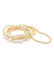 Aqua Cultured Freshwater Pearl Beaded Bracelet, Set of 5 - Exclusive