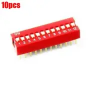 10Pcs Red Switch Pitch 12-Bit 12 Positions Ways Slide Type Dip 2.54MM New Ic bx