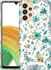 [GlamCase] for Samsung Galaxy A23 5G / 4G, Galaxy A23 5G / 4G Case - Teal Floral Pattern Printed Slim & Sleek Cute Plastic Hard Protective Designer Back Phone Case/Cover for Samsung A23 5G / 4G