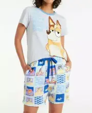 NEW PETER ALEXANDER WOMENS BLUEY TEE TOP + SHORTS PJ SET XL $119.90