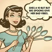 Retro woman big spoons bad vibes Fun High Quality Metal Magnet 4 x 4 Fridge 601