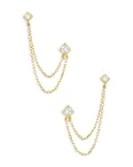 Ettika Draped Chain Double Piercing Earrings