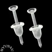 EARRING STUD SETTINGS + EARNUTS 3mm CUPPED ALLERGY FREE CLEAR PLASTIC 250 PACK