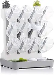 Hranio Baby Bottle Drying Rack Baby Bottle Organizer Drying Rack Space Saving Foldable Dish Can Dry Up to 12 Bottles Large Vertical for Infant Accessories & Pump Parts (Gray)
