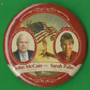 2008 John McCain & Sarah Palin - 3" / "Patriotic" Campaign Button(Pin 15)