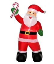 HOMCOM 8' Christmas Inflatable Santa Claus with Candy Cane Outdoor w/ LED