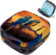 Period Bag,Sanitary Napkin Storage Bag,African Grassland Sunset Parrot,Tampon Holder for Purse