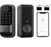 (Black) Fingerprint Smart Lock + WiFi Gateway, Keyless Entry Deadbolt