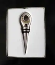 New Old Stock Cole Haan Wine Bottle Top Stopper Silver Black Stainless Steel