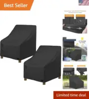 Durable Outdoor Chair Cover with Ventilation - Waterproof 600D Polyester, 2 Pack