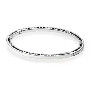 Pandora Sterling Silver With CZ & White Enamel Hearts Bangle 590537EN23-2 - 7 in