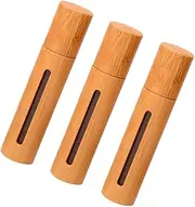 VICASKY 3 Pcs Bamboo Perfume Roller Bottles with Transparent Window Stainless Steel Roller Ball Portable and Leakproof Vials for Essential Oil Aromatherapy Wood Color