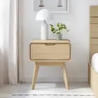 Merryluk Bedside Table Single Drawer Side Table Storage Table Bedroom, Oak