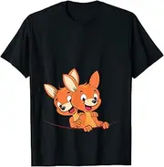 [X.Style] Cute Baby Kangaroo Twins Expecting Mom Pregnancy ds390 T-Shirt (M) Black