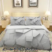 3D White Geometry Graphics Quilt Cover Set Bedding Sets Pillowcases Queen