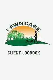 Lawn Care Client Logbook| Record Landscaping Customer Needs and Requirements: Green and Gold Design of Lawn Care Worker Cutting Grass