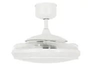 Fanaway Evo1 Prevail White Ceiling Fan with Clear Retractable Blades and LED Light and Remote