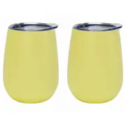 2x Annabel Trends 295ml S/Steel Wine Tumbler Double Walled Cup Gelato Lemon