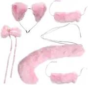 COSMEVIVI Cute Fox Ears Tail Suit Cosplay Set Plush Party Supplies for Halloween Masquerade
