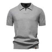 Men's Polo Knit Polo Sweater Business Casual V Neck Short Sleeve Formal Solid Color Textured Novelty Summer All Seasons Light Blue Black White Navy Blue Army G