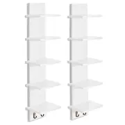 Sorbus 5 Tier Wall Shelf Unit with Hooks, Vertical Column Utility Shelving 2 Pk