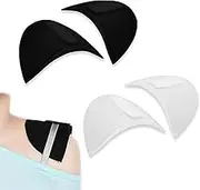 Zalizr 2 Pairs of Detachable Shoulder Pads, 1.5 CM Anti-Slip Breathable Pads, Reusable Set-in Strap Cushions for Women Men Sloping High Low Shoulders, Blazer Suit and T-Shirt (Black & White)