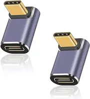 Duttek USB C Angle Adapter 40Gpbs, USB C 90 Degree Adapter Supports 8k@60HZ and 100W Fast Charging, USB C to USB C Extender Compatible with Thunderbolt 3/4,USB Type C Interface Devices(2 Pack)