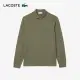 【LACOSTE】男裝-經典修身長袖Polo衫(軍綠色)