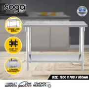 SOGA Stainless Steel Kitchen Work Bench Food Grade Prep Table 120*70*85cm