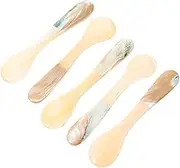 CIYODO 5Pcs Shell Design Caviar Spoons for Serving Ice Soup and Seasoning Mixing Spoon for Home Use Stylish Spiral Handle