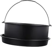 Angoily 2-piece Cake Basket Pizza Plate Set for Air Fryer Oven Non-stick Carbon Steel Easy to Demold Baking Cooking Accessories