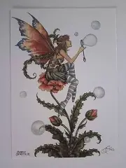 AMY BROWN NEW MINT FAIRY POSTCARD Papaver Somniferum Opium Poppy flower FAERIE