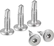uxcell Hex Socket Self Tapping Screws, #10 x 3/4" 410 Stainless Steel Sheet Metal Flat Head Drilling Screw 50pcs, Silver, Silver