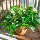 Artificial 8 Bunches Greenery Plants Fake Plastic Leaves with Stems UV Resist...