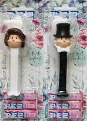 BRIDE (Brown Hair) & GROOM - PEZ Dispensers - Cake Toppers-Collectibles
